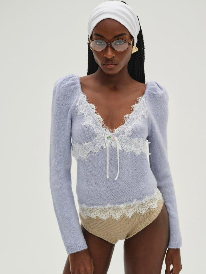 Rosaleen Knit Top — Blue Product Image