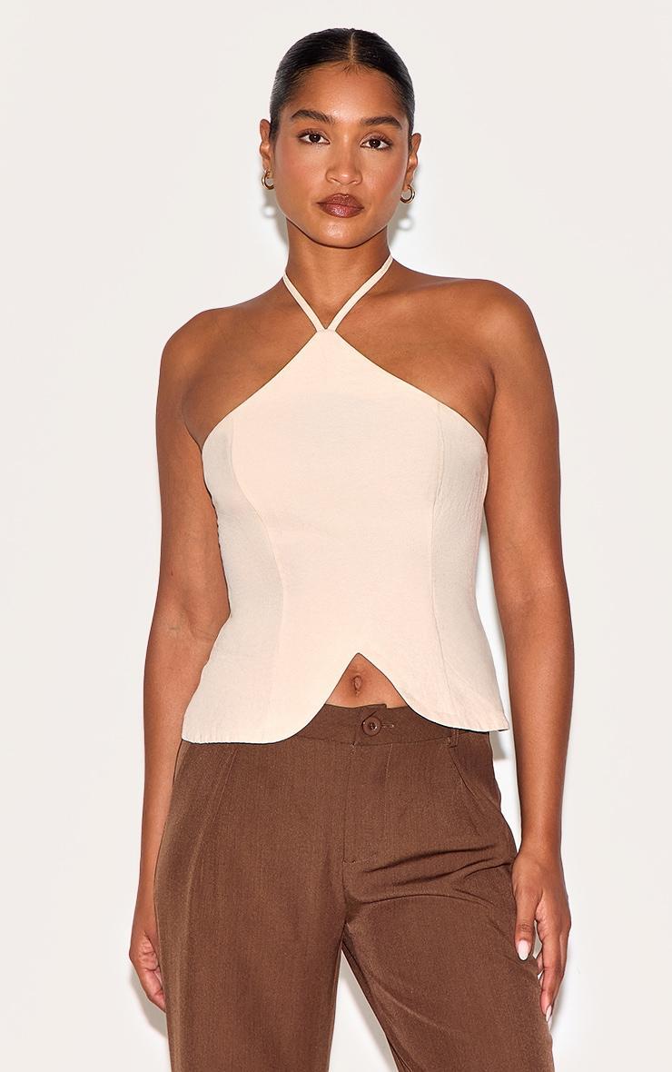 Almond Halterneck Long Top Product Image