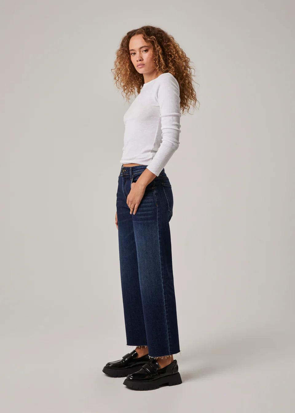 VINCENT MID RISE WIDE STRAIGHT LEG W/ RAW HEM Product Image