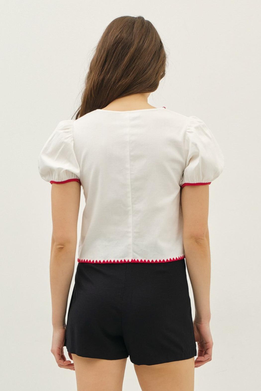 Bubble Slv Tie Front Top Product Image