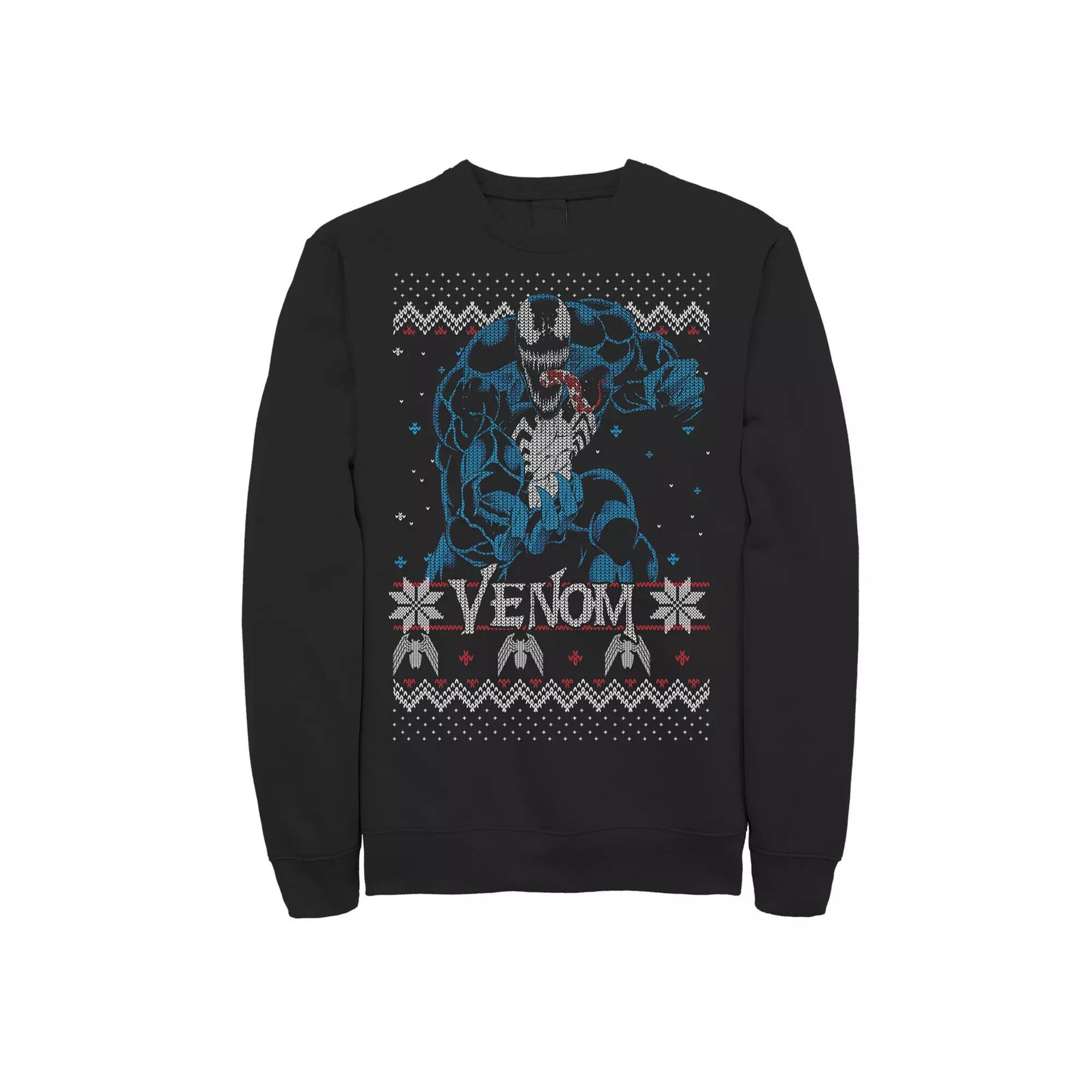 Men's Marvel Venom Ugly Christmas Sweater Fleece, Size: Small, Black Product Image