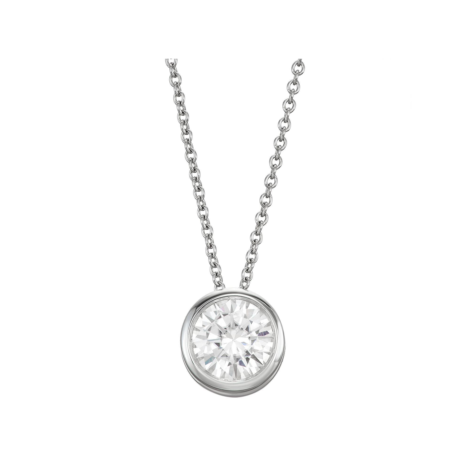Charles & Colvard 14k Gold 1 Carat T.W. Lab-Created Moissanite Bezel Solitaire Pendant Necklace, Women's, White Product Image