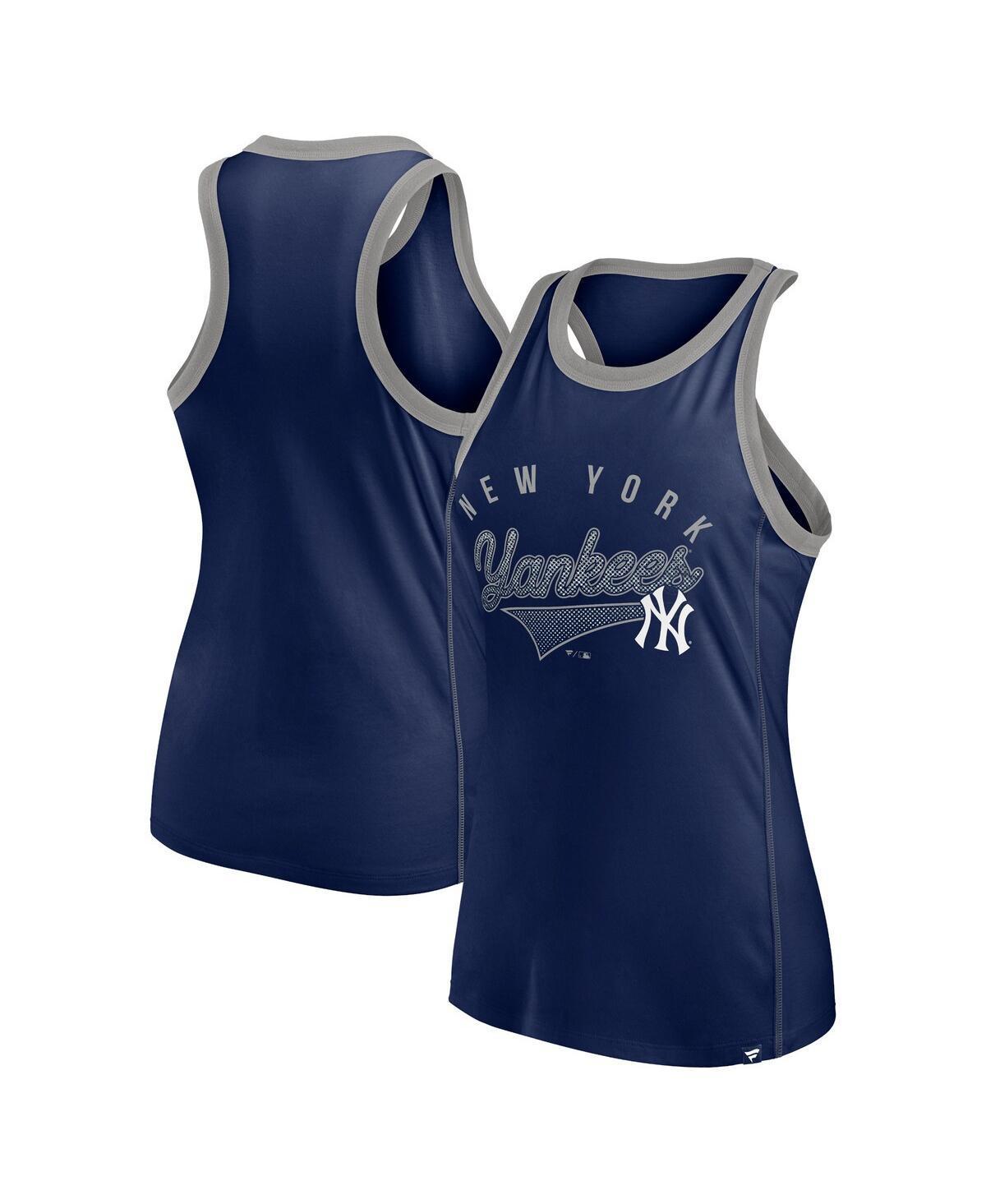 Women's Fanatics Branded Navy New York Yankees Tailsweep Fashion Racerback Rhinestone Tank Top, Size: Small, Blue Product Image
