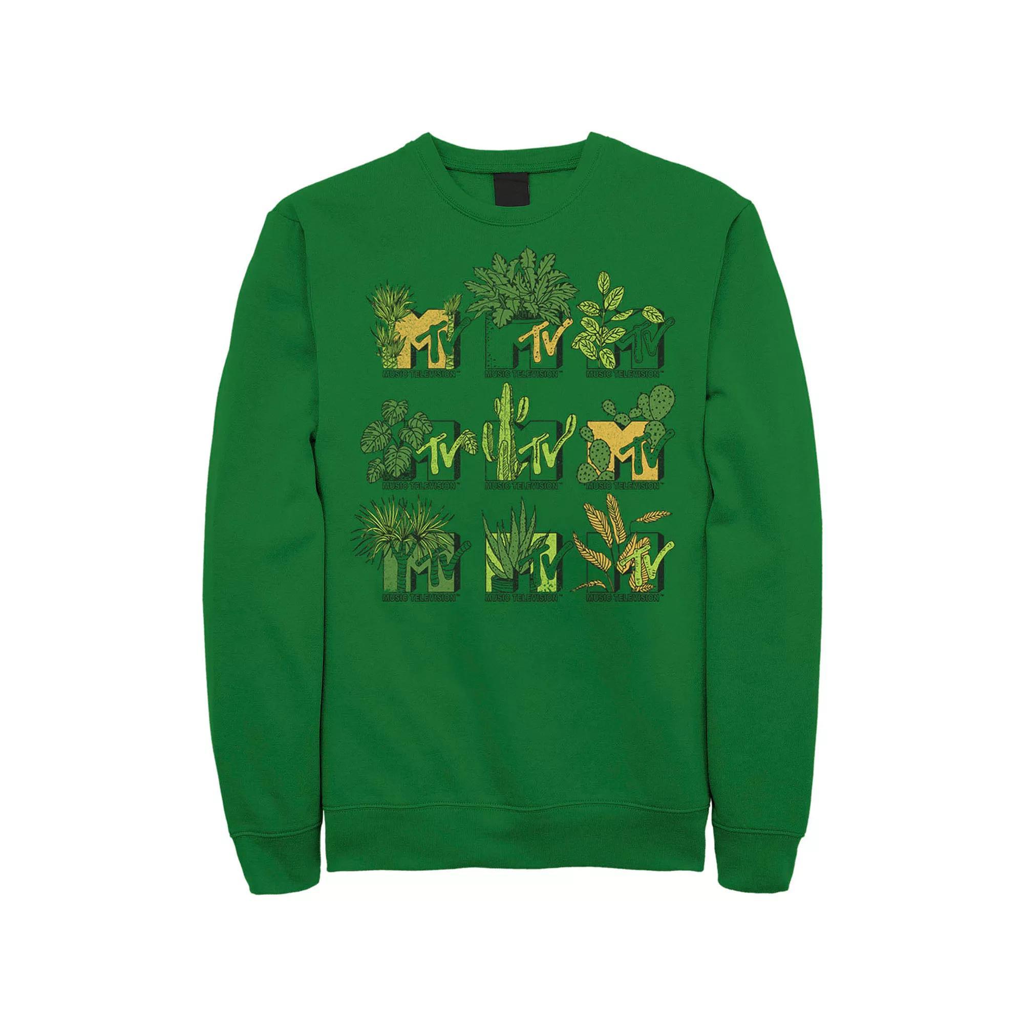 Men's MTV Mtve Succulents Plants Logo Sweatshirt, Size: XXL, Athletic Grey Product Image