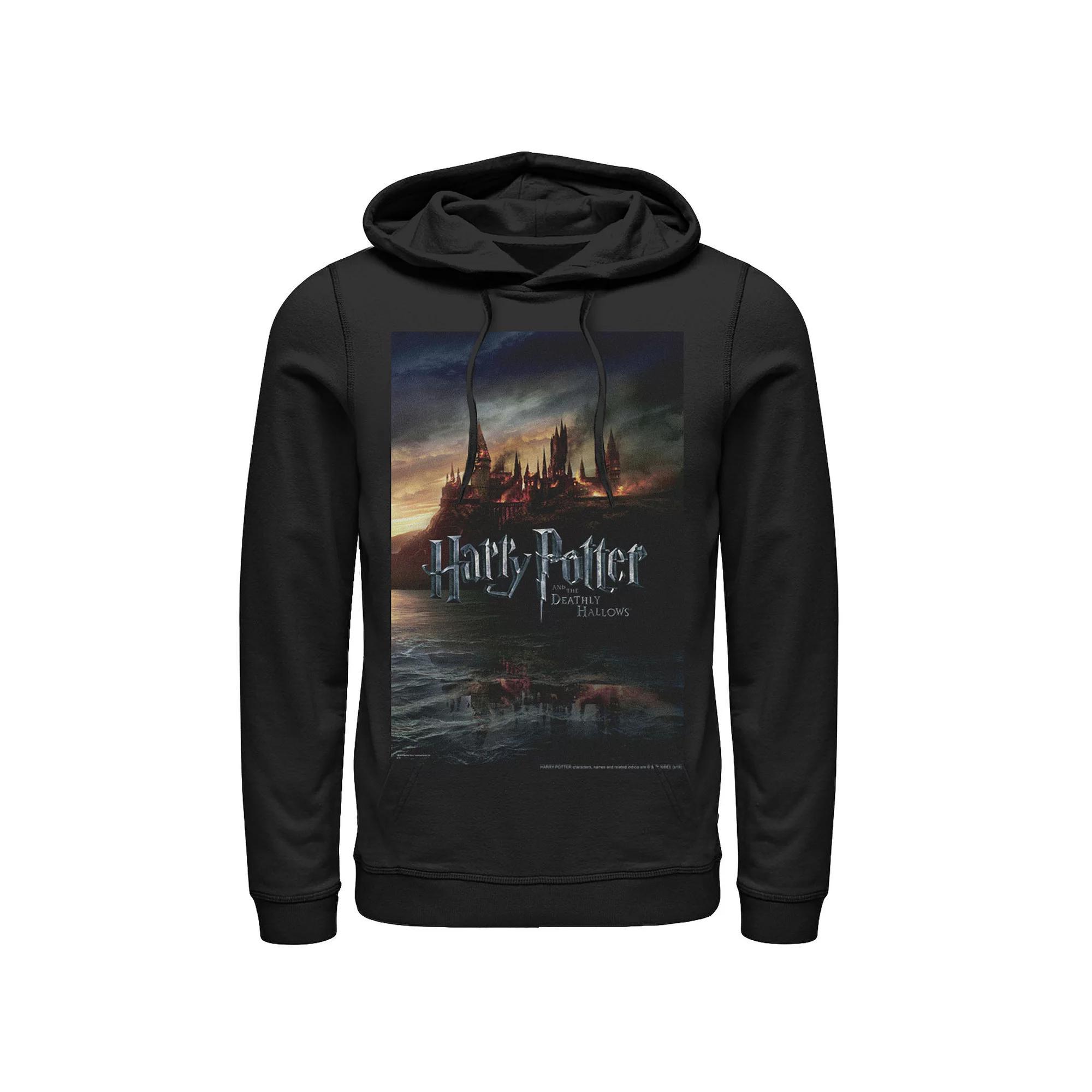 Mens Harry Potter And The Deathly Hallows Hogwarts Poster Graphic Pullover Hoodie Product Image