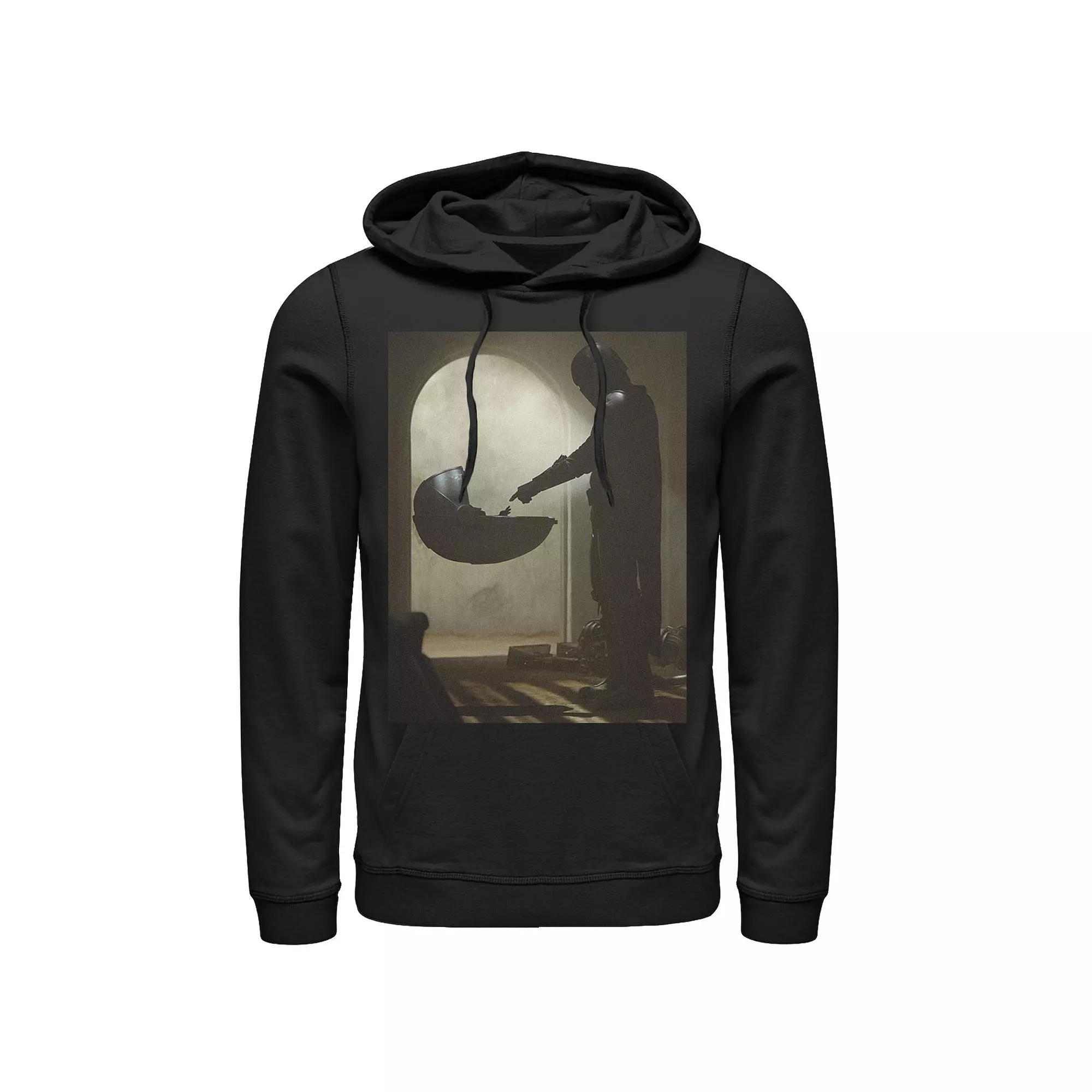 Men's Star Wars The Mandalorian The Child First Meeting Poster Hoodie, Size: Large, Black Product Image