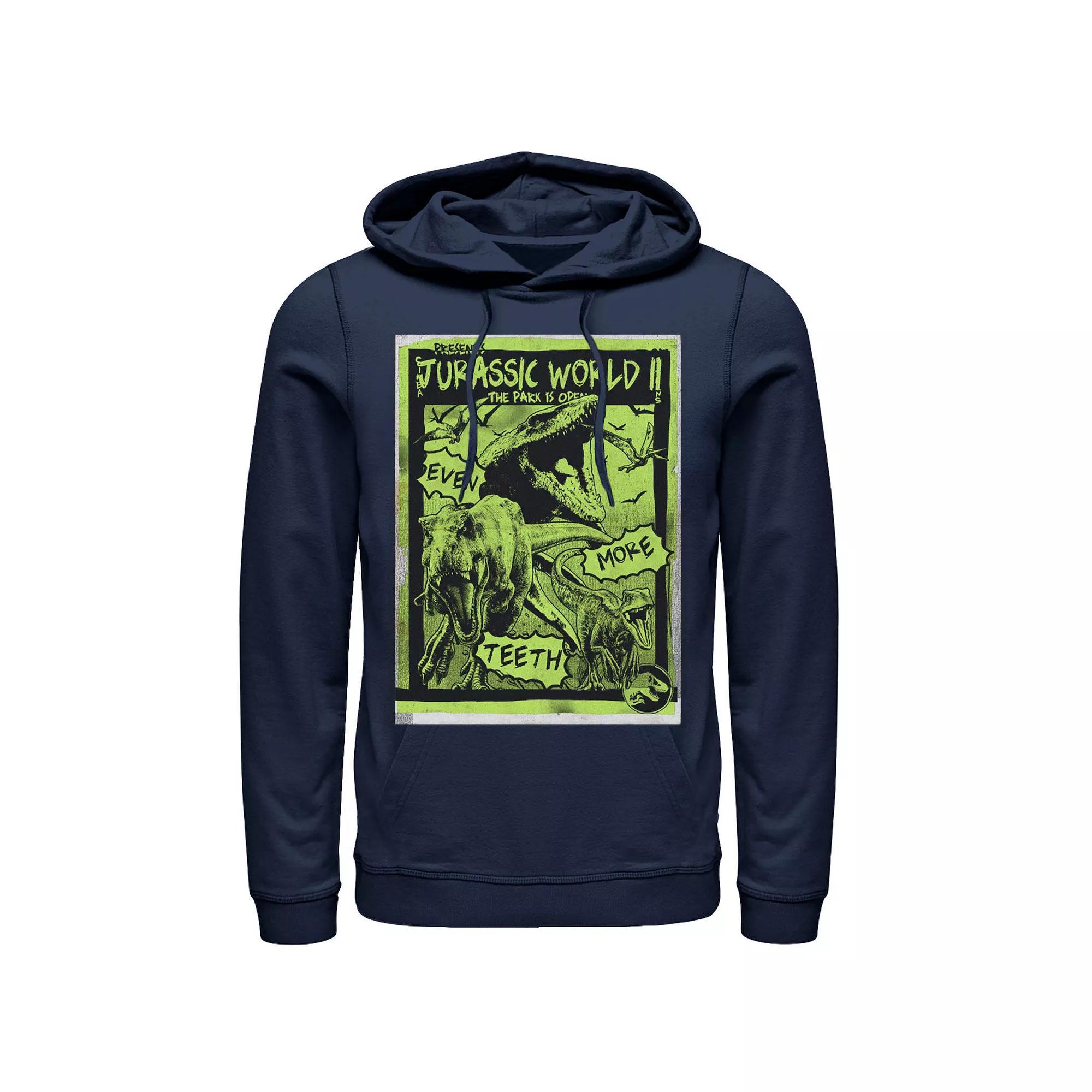 Men's Jurassic World Two T-Rex Neon Green Poster Hoodie, Size: Small, Grey Heather Product Image