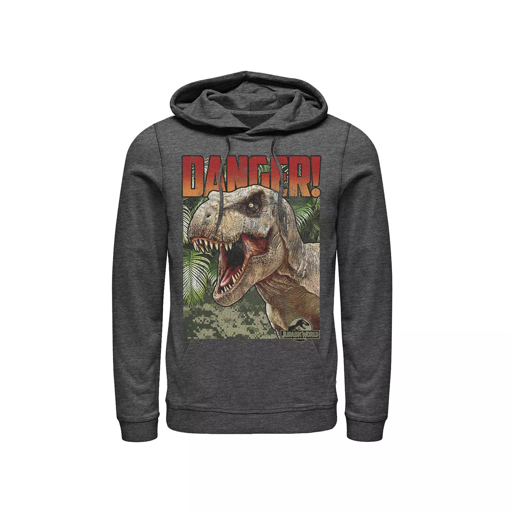 Men's Jurassic World Danger T-Rex Retro Poster Pullover Graphic Hoodie, Size: Large, Blue Product Image