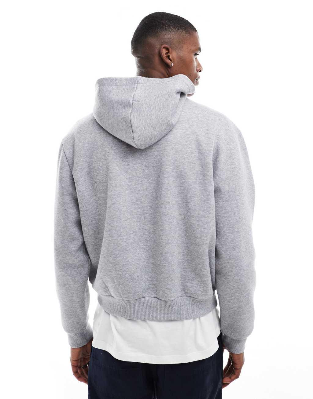 ASOS DESIGN boxy oversized hoodie with athletic print in gray Product Image