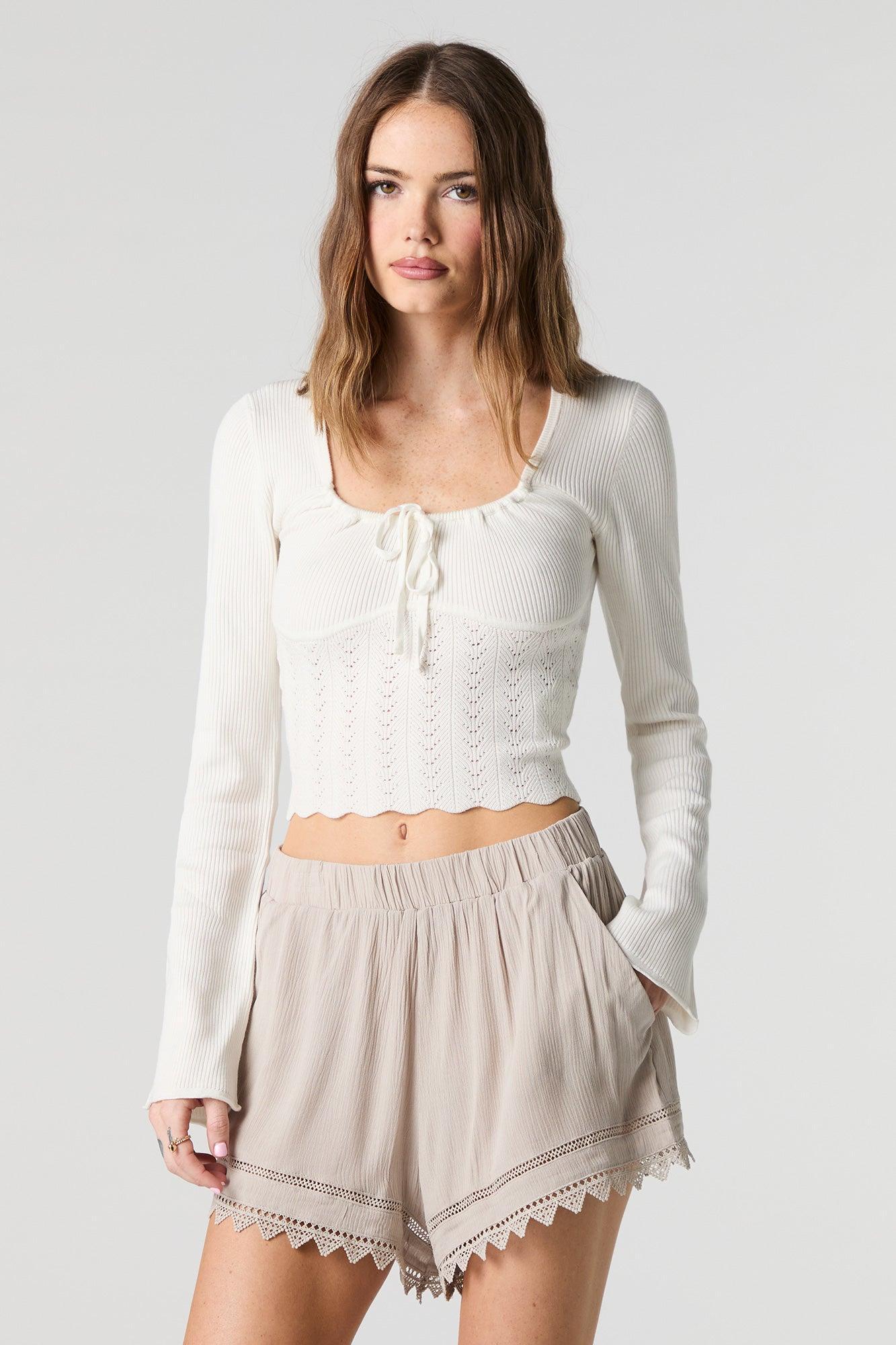 Lace Trim Elastic Waist Short Female Product Image