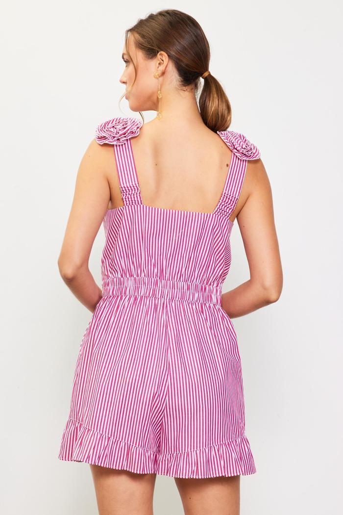 Striped Romper with Rosettes Product Image