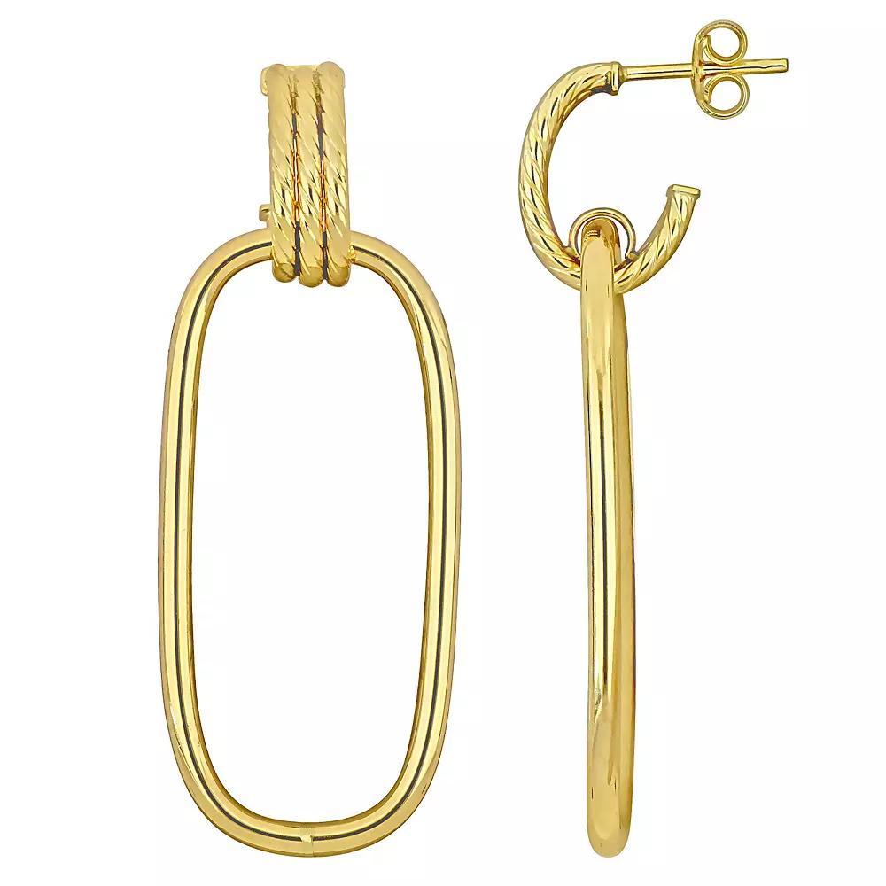 Stella Grace 10k Gold Open Huggie Hoop & Open Rectangular Drop Earrings, Women's Product Image