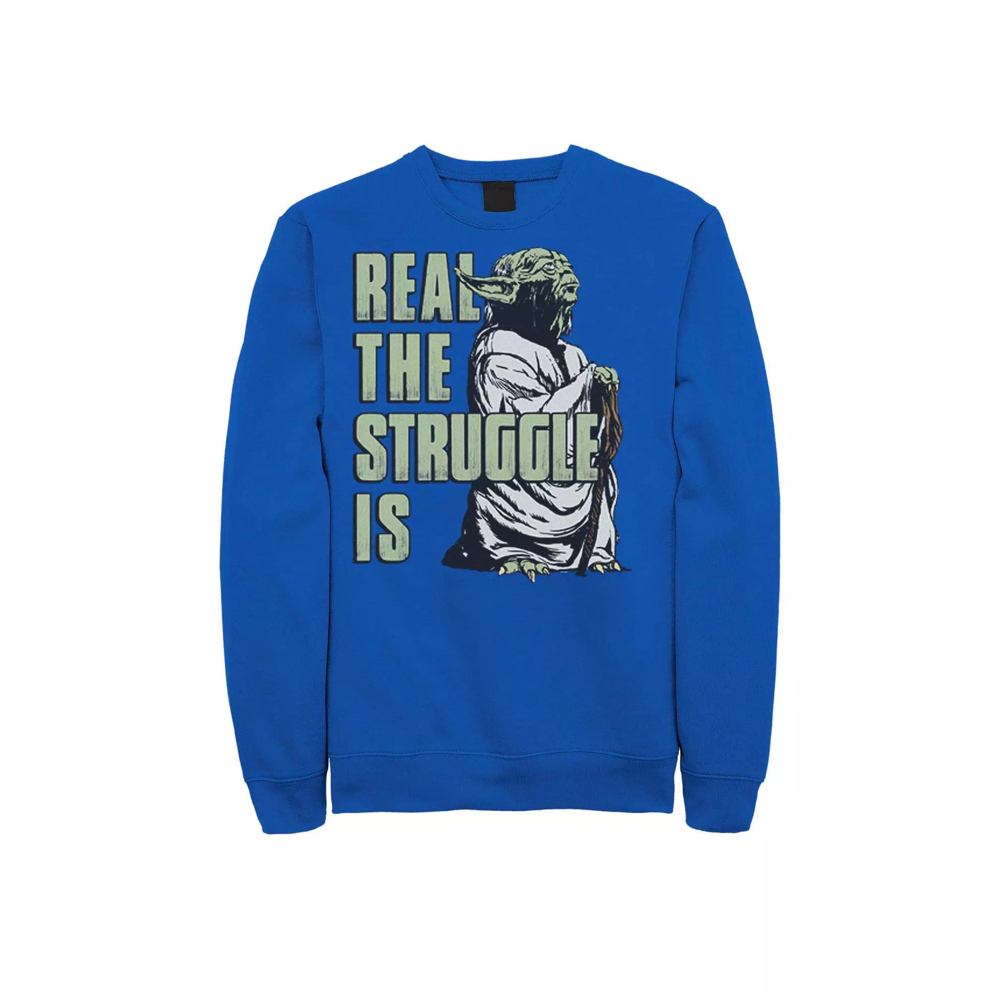 Men's Star Wars Yoda Real The Struggle Is Sweatshirt, Size: 3XL, Red Product Image