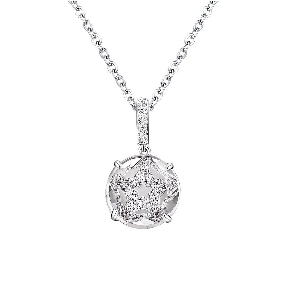 La Lumina Silver-Plated Cubic Zirconia Accent Star Pendant Necklace, Womens Silver Tone White Product Image