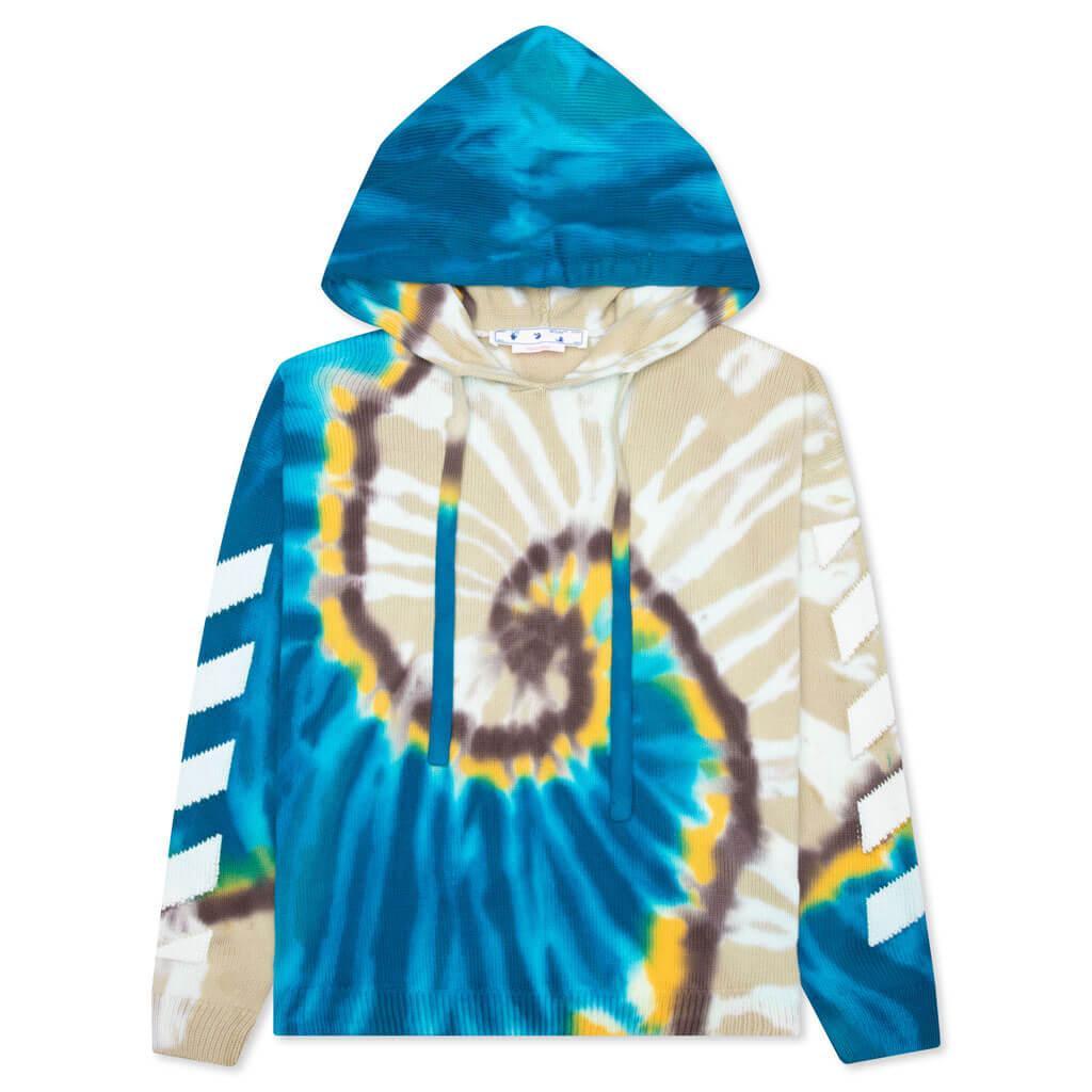 Diag Tie Dye Knit Hoodie - Bone/White Male Product Image