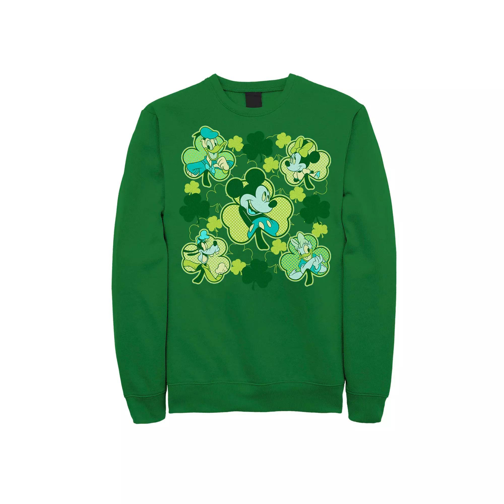 Disney's Mickey and Friends St. Patrick's Day Shamrocks Men's Sweatshirt, Size: Small, Kelly Product Image