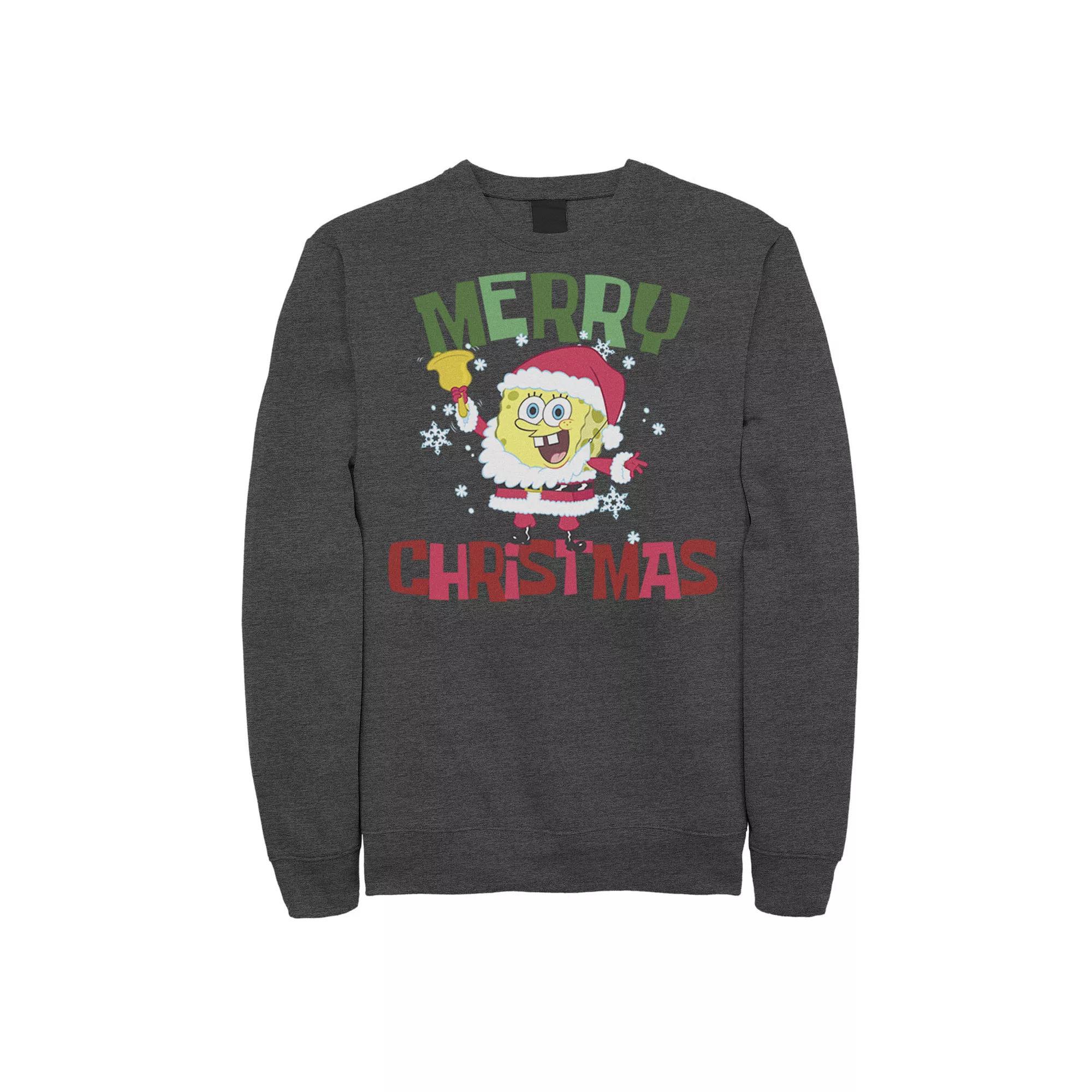 Men's Nickelodeon Spongebob Squarepants Santa Outfit Merry Christmas Graphic Fleece Pullover, Size: Large, Blue Product Image