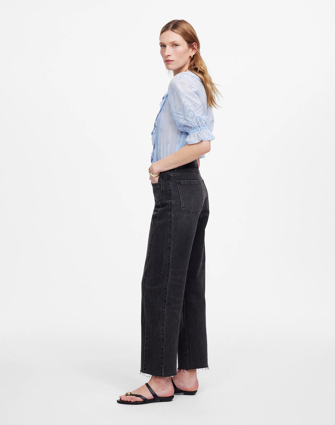 Pieced Barrel-Leg Jeans Product Image