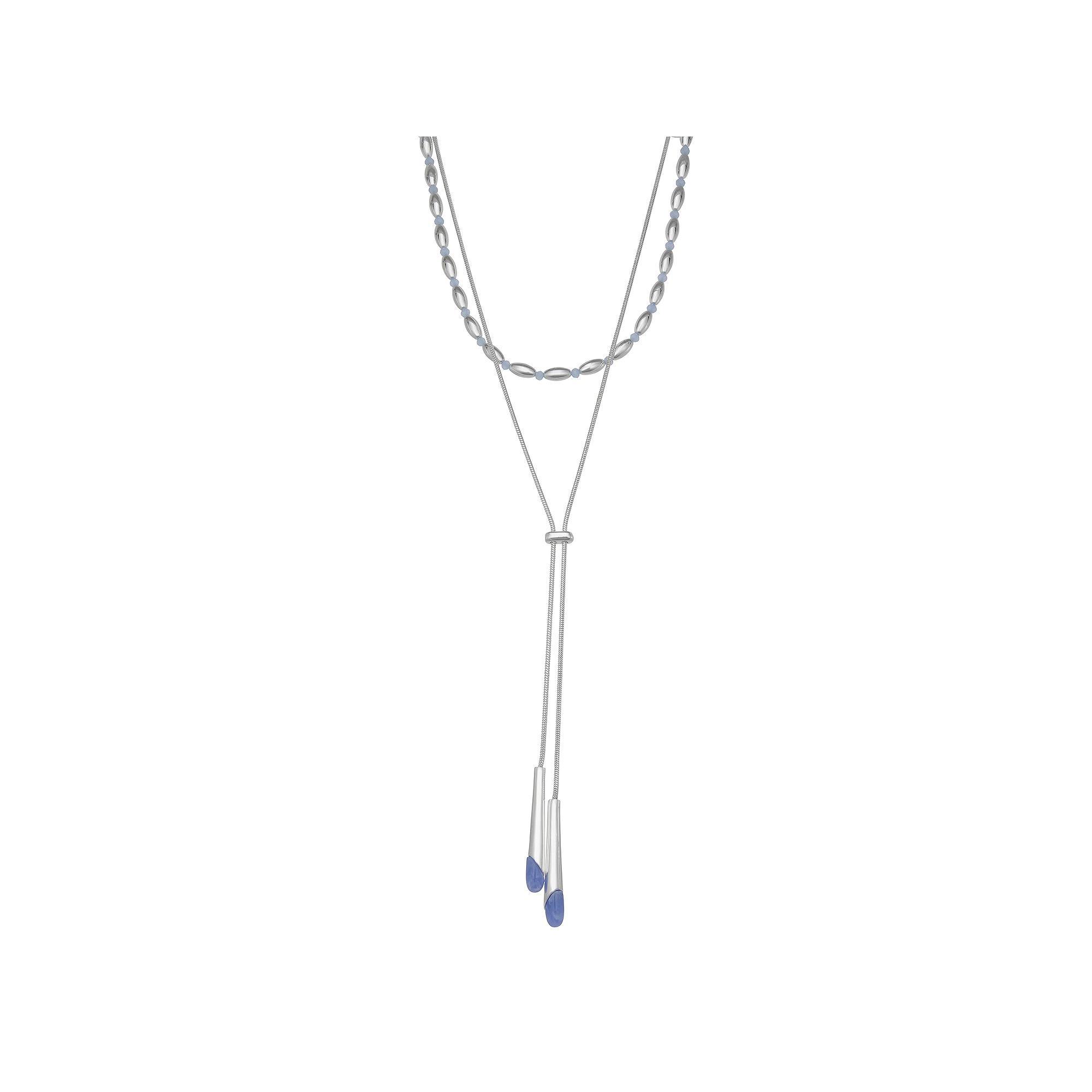 Nine West Silver Tone Y-Neck Necklace, Womens, Blue Product Image