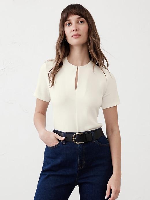 Soft Touch Scuba Crew-Neck Top Product Image