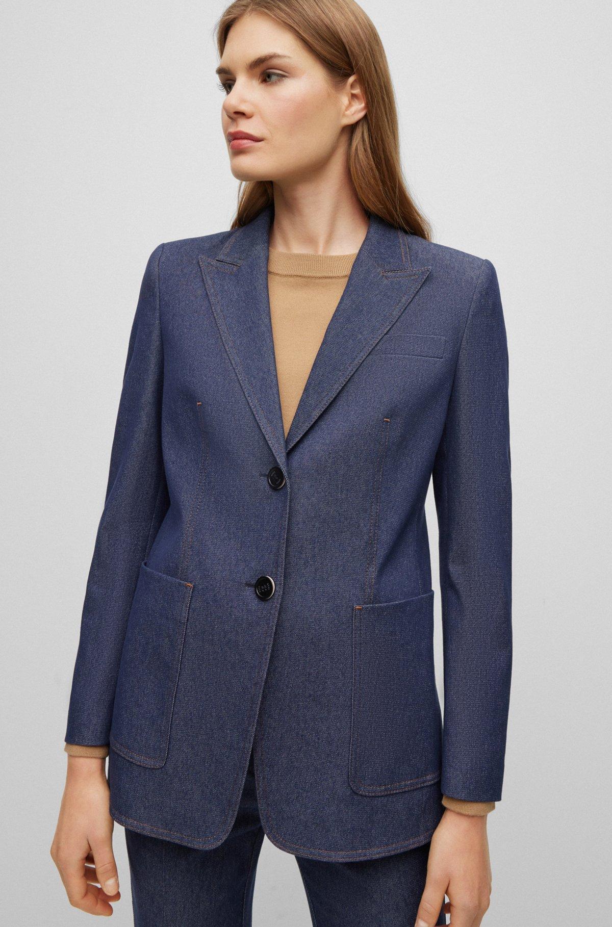 Regular-fit jacket in a denim-look cotton blend Product Image