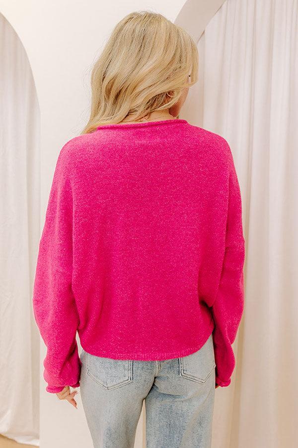 Coffee Shop Cutie Knit Cardigan in Hot Pink Product Image