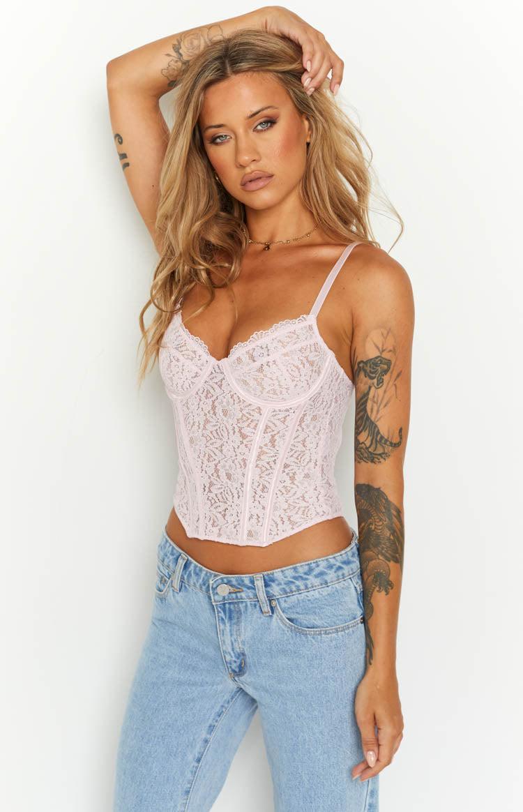 Louisa Pink Lace Corset Top Product Image