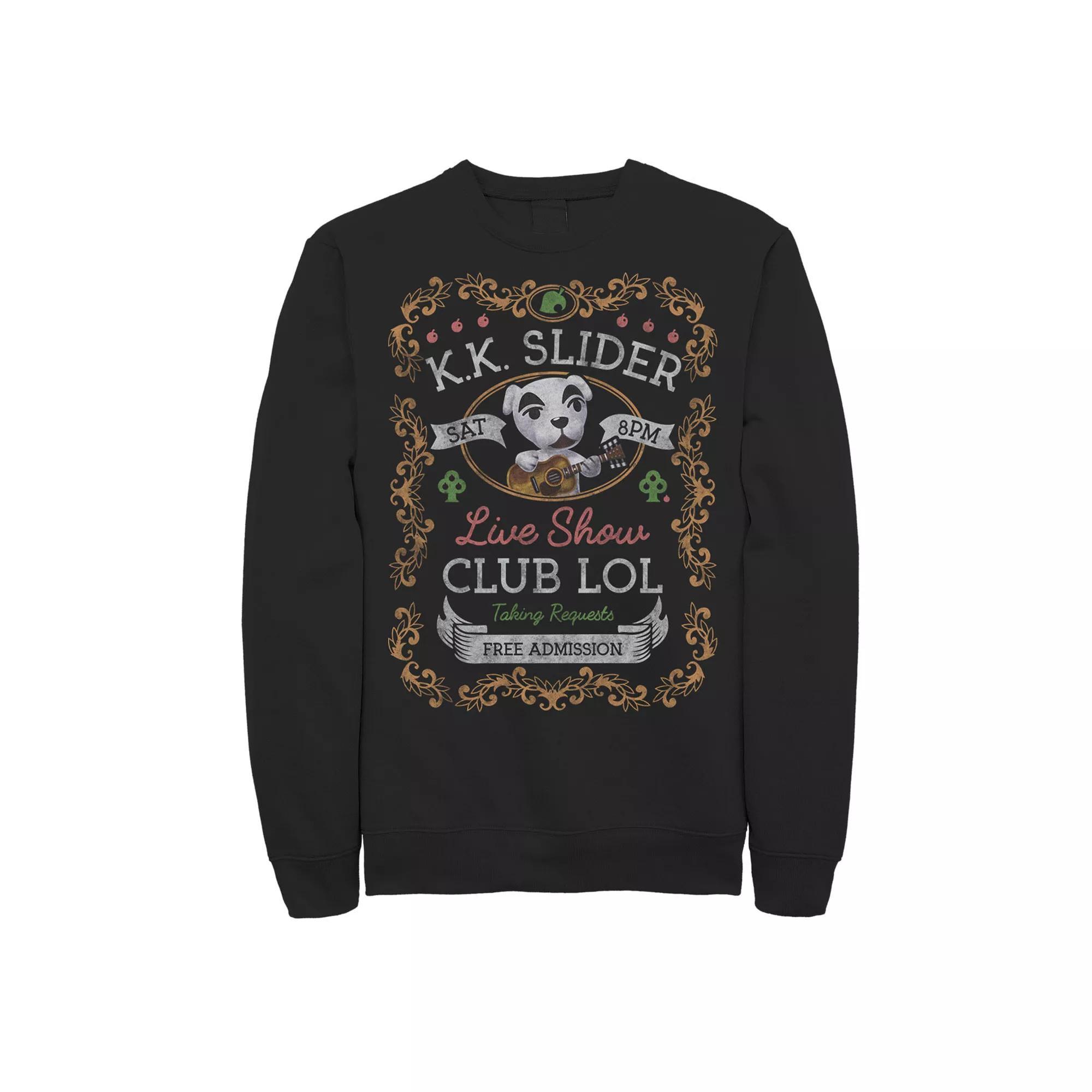 Big & Tall Animal Crossing K.K. Slider Live Show Flyer Fleece Sweatshirt, Men's, Size: 3XL, Black Product Image