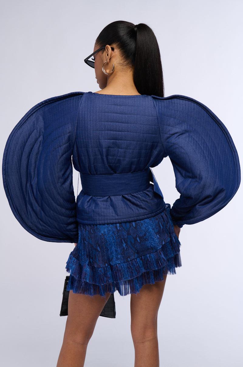 RAINA DRAMATIC SLEEVE BELTED BLOUSE Product Image