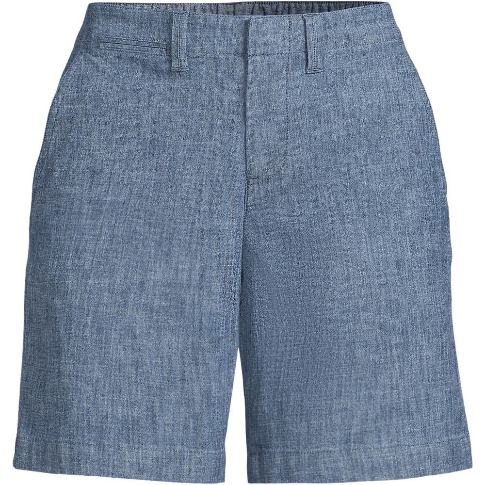 Women's Lands' End Elastic Back Classic Chino Shorts, Size: 12, Evening  Chambray Product Image