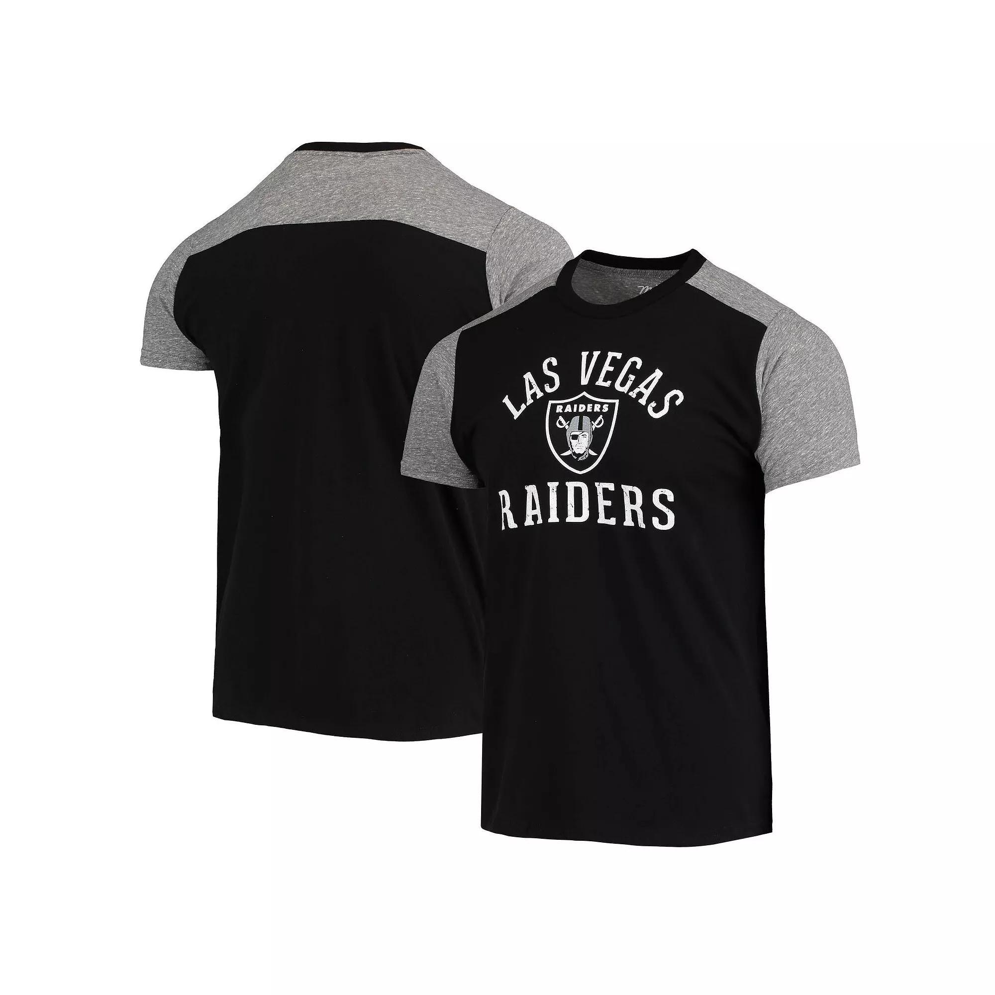 Men's Majestic Threads Black/Gray Las Vegas Raiders Field Goal Slub T-Shirt, Size: Medium, Lvr Black Product Image