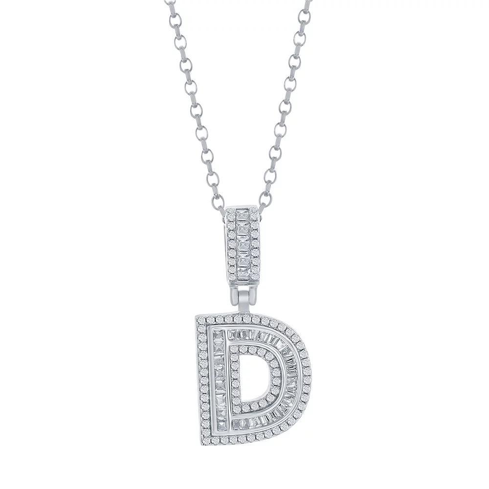 Argento Bella Sterling Silver Cubic Zirconia Initial Pendant Necklace, Women's, Size: 18", Sterling E Product Image