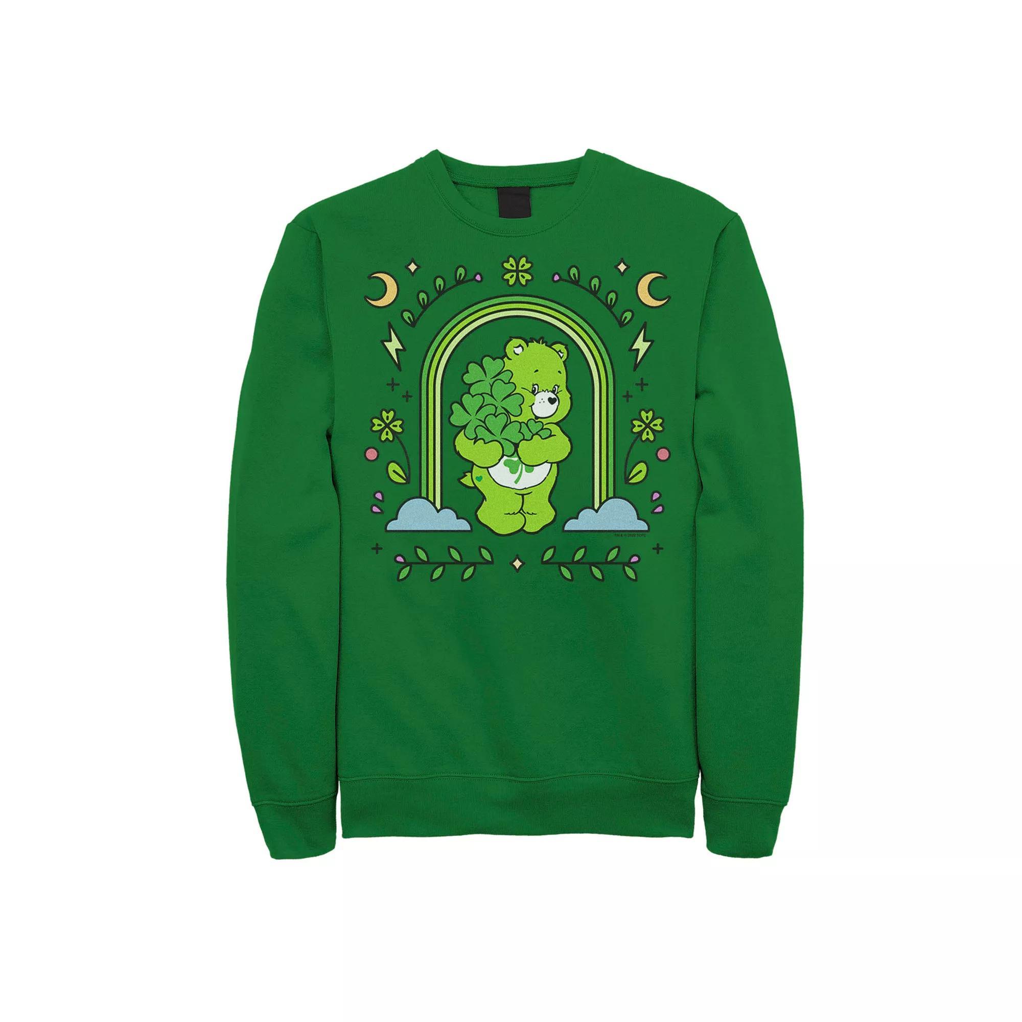 Men's Care Bears Green Rainbow St. Patrick's Day Sweatshirt, Size: Small, Kelly Product Image
