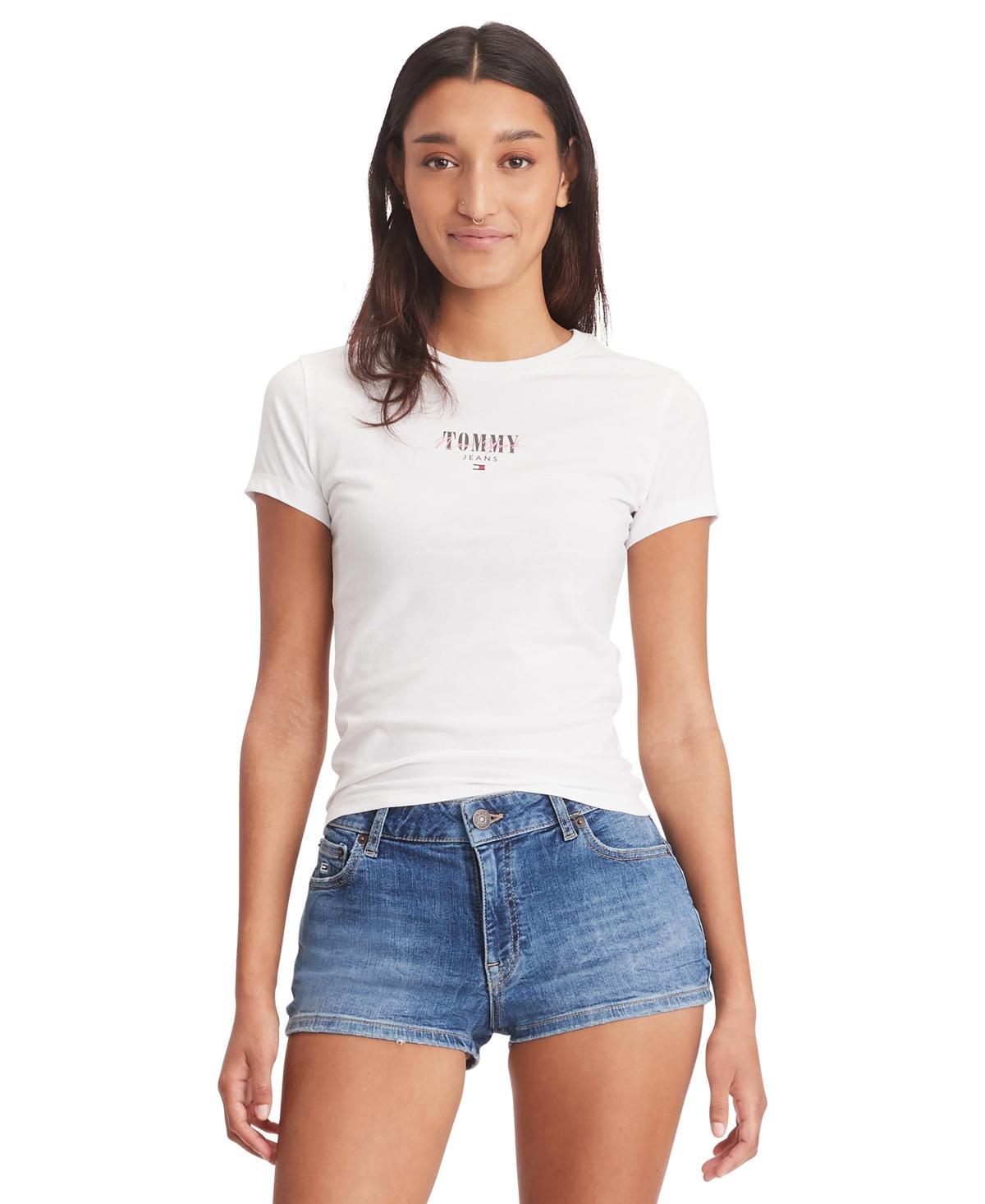 Tommy Jeans Womens Slim-Fit Essential Logo Graphic T-Shirt Product Image