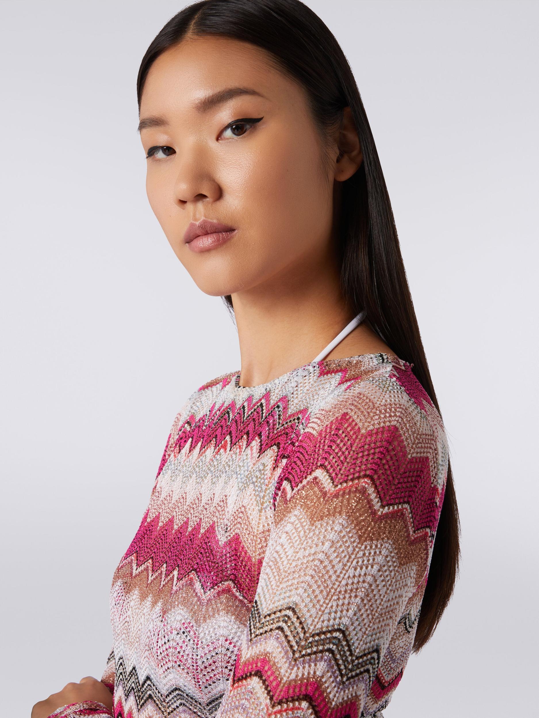 Zigzag crochet dress with lurex Product Image