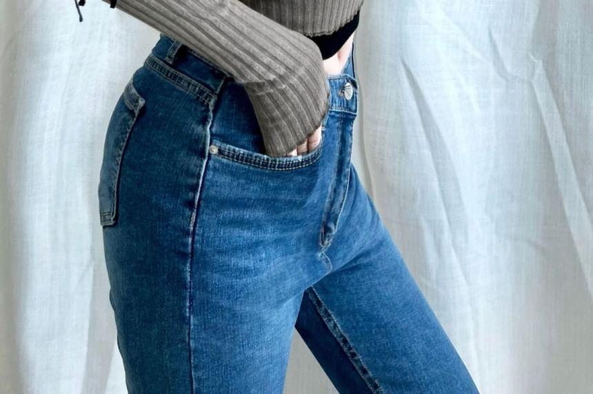 Lace-Up Long-Sleeve Off-Shoulder Crop Top Product Image