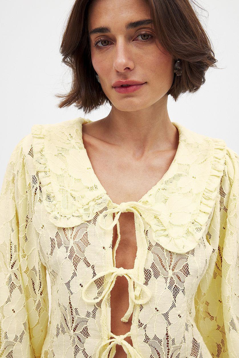 Balloon Sleeve Collar Blouse Product Image