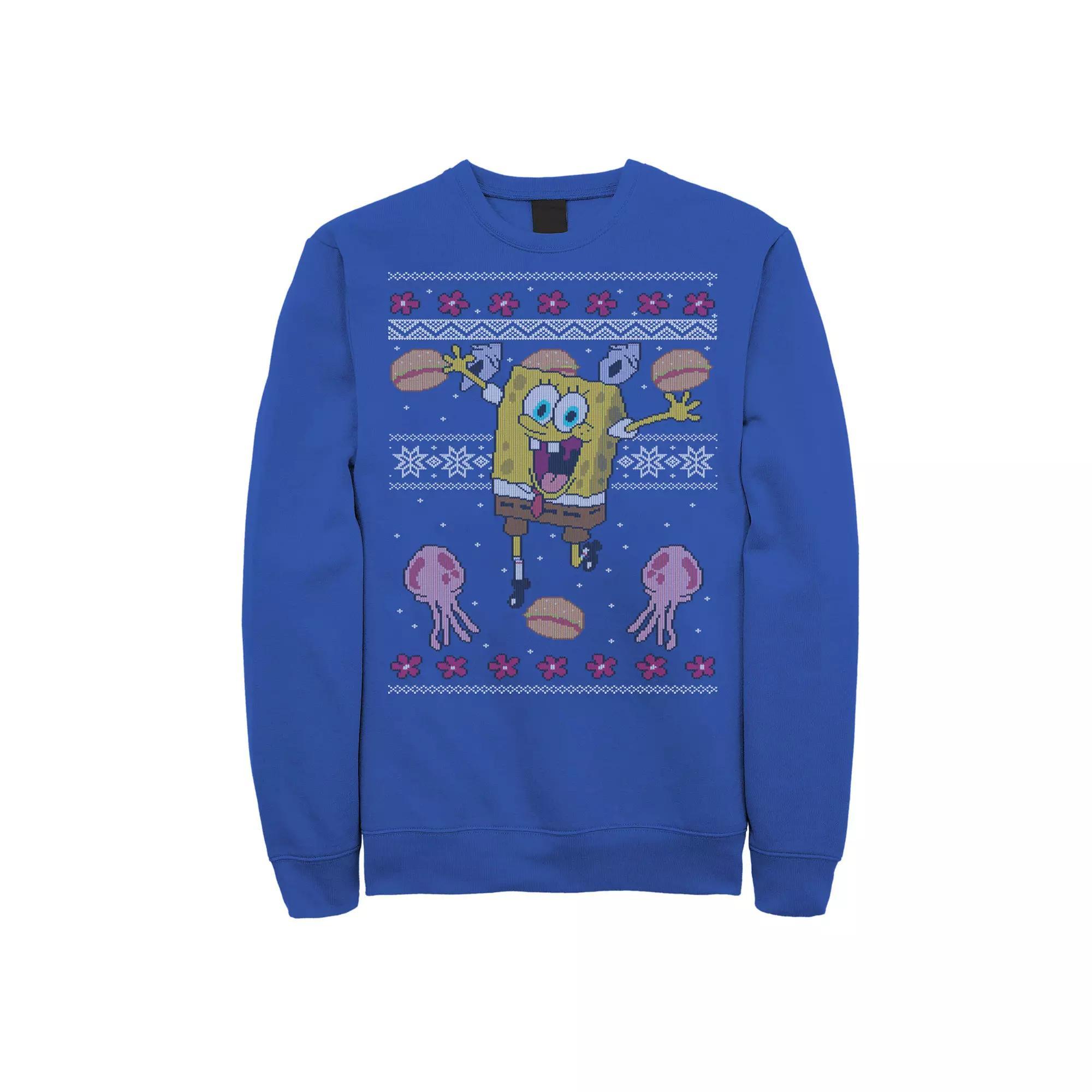 Men's Nickelodeon SpongeBob SquarePants Jellyfish Ugly Christmas Fleece, Size: XXL, Royal Product Image