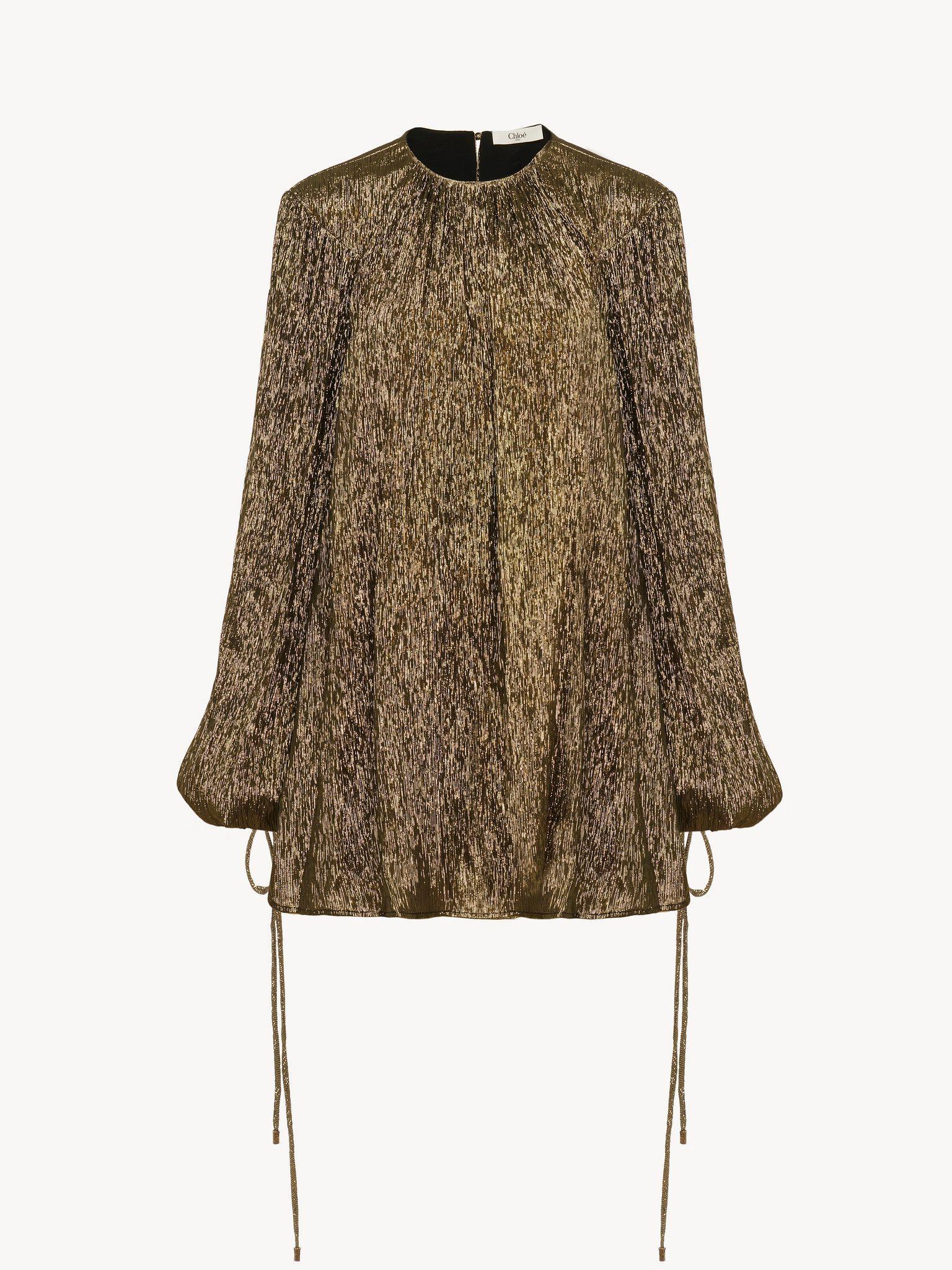 Gathered mini dress in silk crêpon Product Image