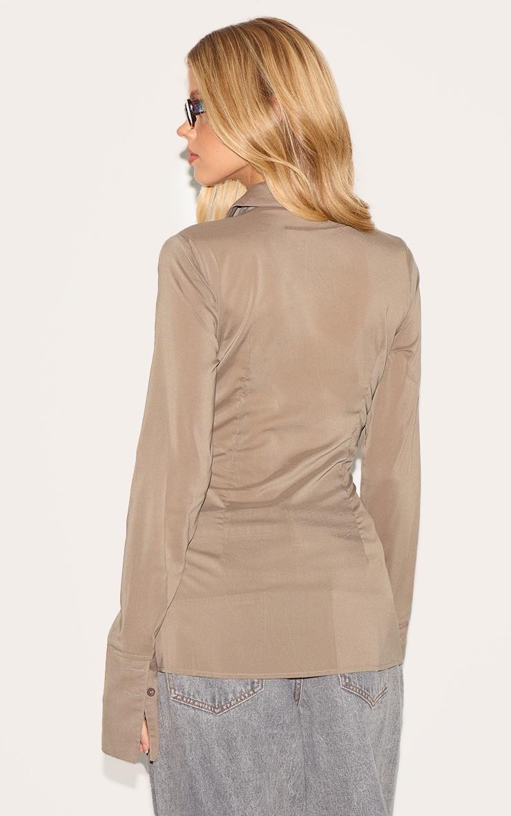 Brown Chiffon Fitted Shirt Product Image