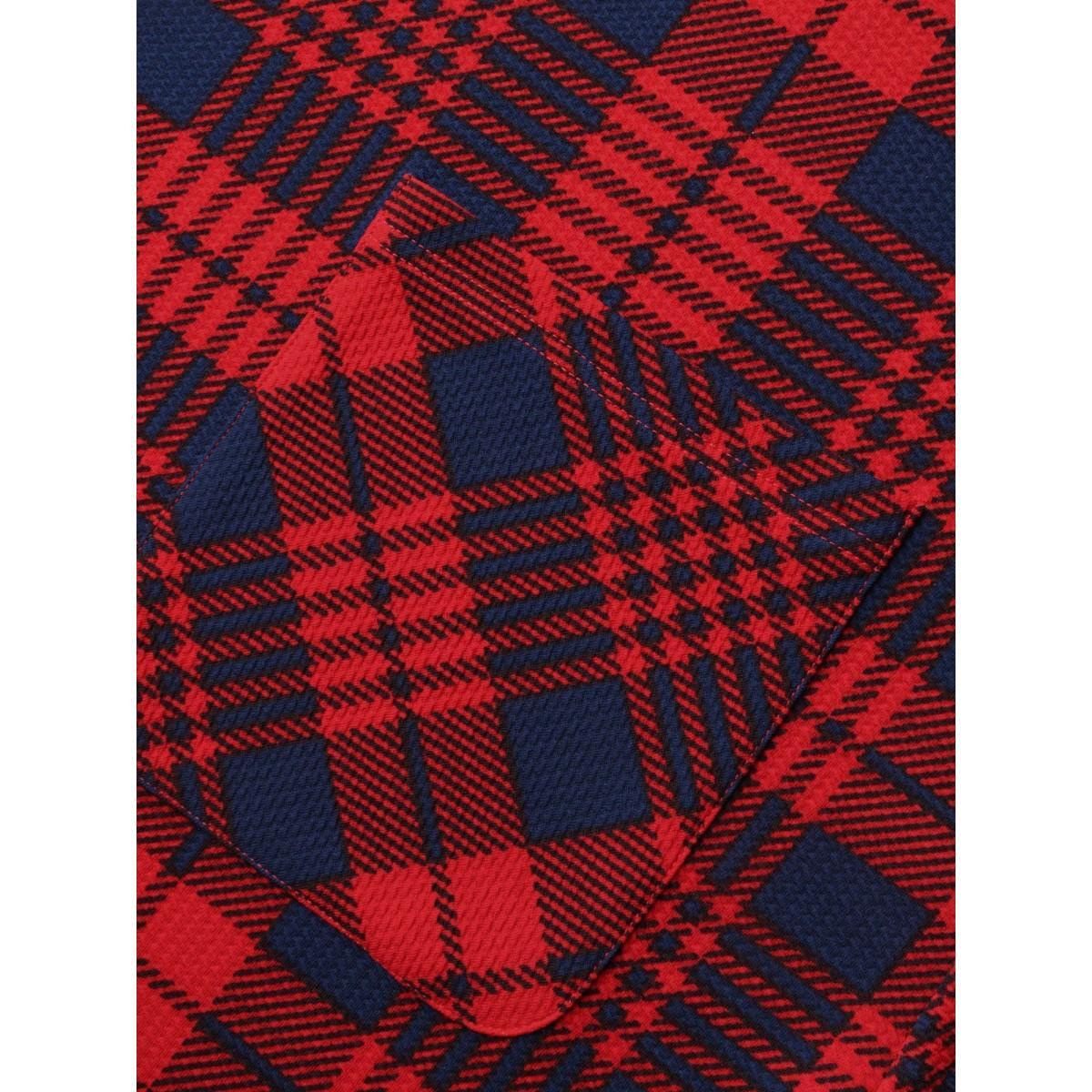 Plus Size Holiday Plaid Sleeveless Stretch Midi Dress Crimson Women Casual Button Party Curvy Bloomchic 12/L Product Image