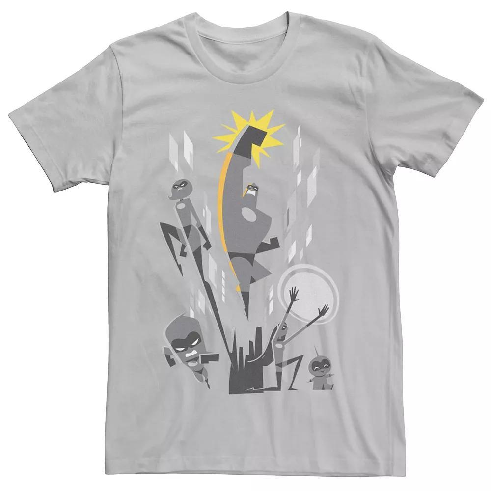 Men's Disney Pixar Incredibles 2 Grey Scale Ornate Poster Tee, Size: Small, Silver Product Image