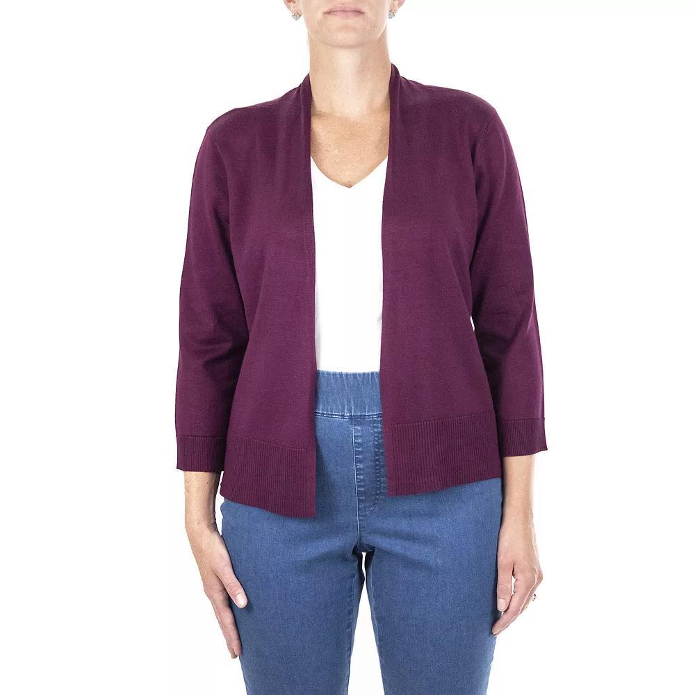 Women's Nina Leonard Classic Open-Front Bolero Cardigan, Size: Medium, Cabernet Red Product Image