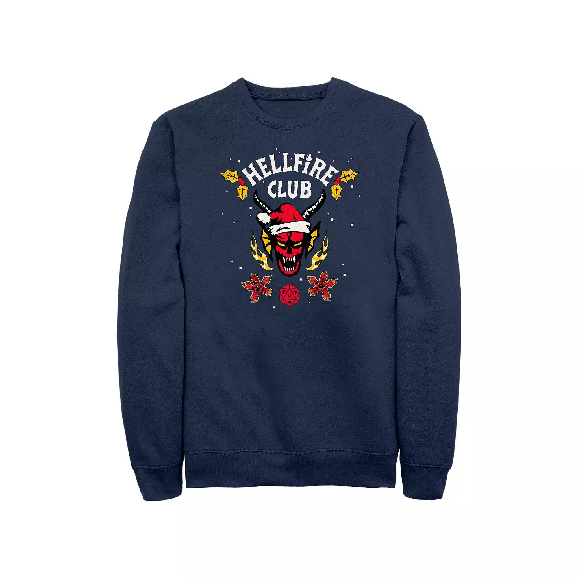 Men's Stranger Things Hellfire Holiday Graphic Fleece, Size: Large, Blue Product Image