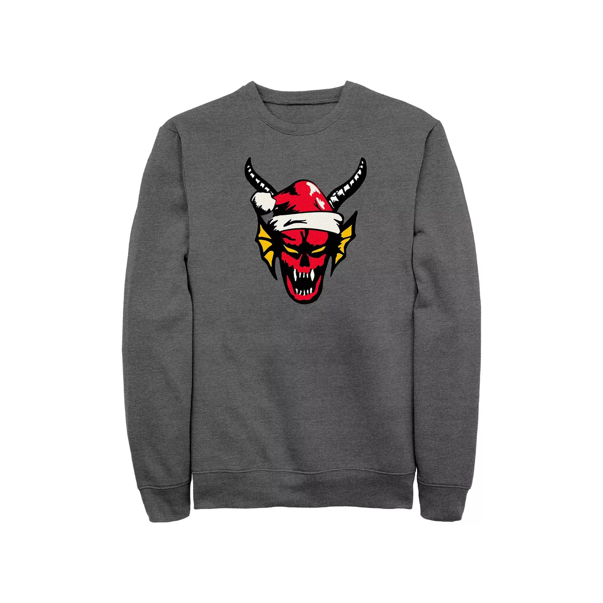 Men's Stranger Things Hellfire Christmas Graphic Fleece, Size: Small, Grey Heather Product Image