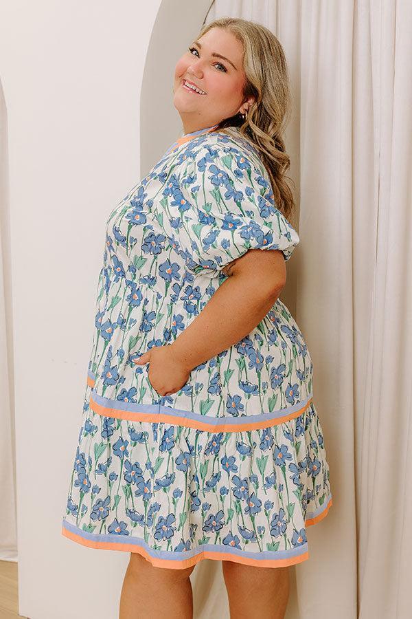 Fresh Horizon Floral Mini Dress in Airy Blue Curves Product Image