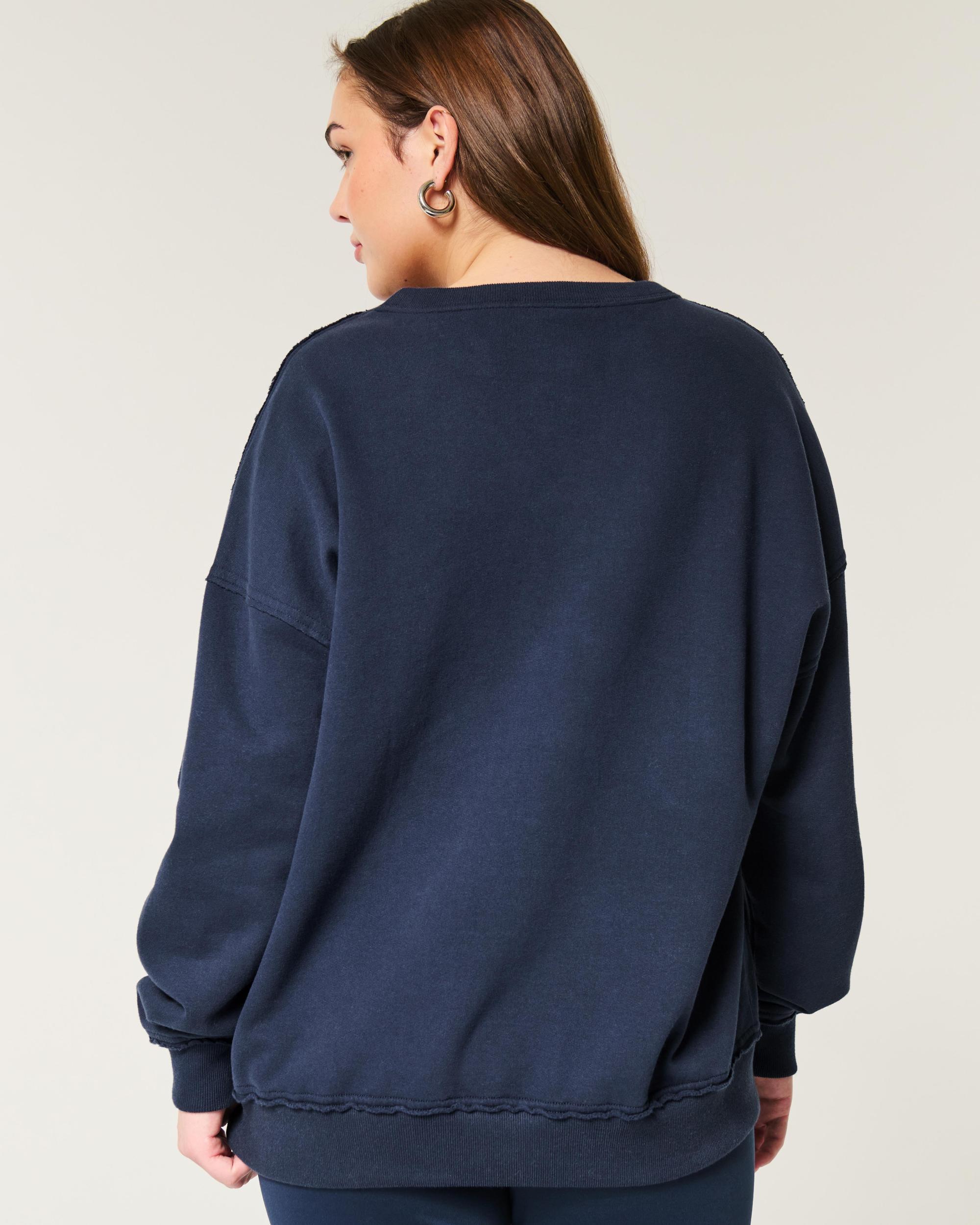 Oversized Camo Number Graphic Notch-Neck Sweatshirt Product Image