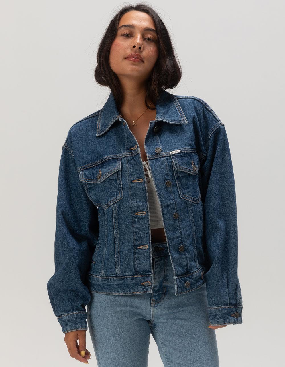 GUESS JEANS Womens Oversize Denim Jacket - MEDIUM WASH Product Image