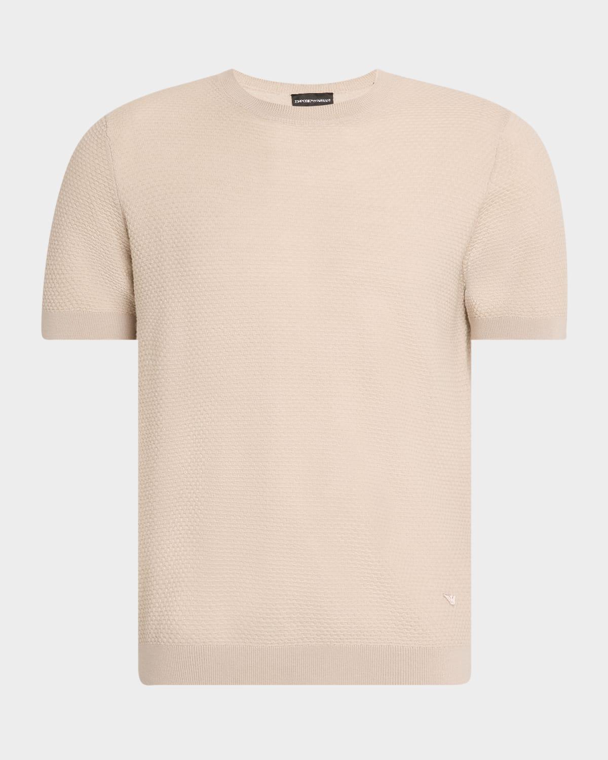 Men's Textured Wool Short-Sleeve Crewneck Sweater Product Image
