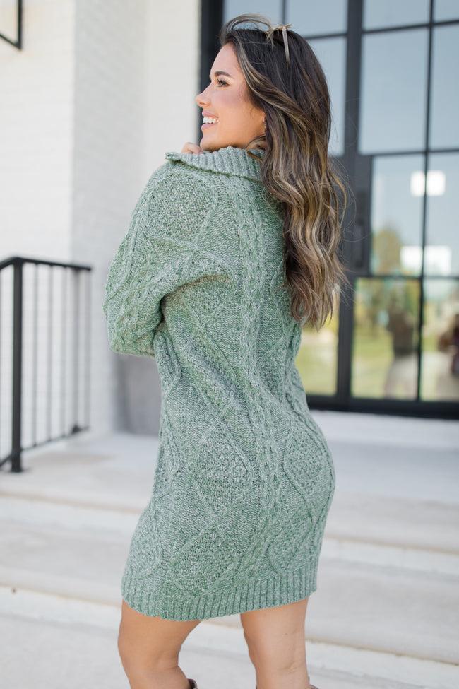 Eyes For You Olive Half Zip Sweater Dress FINAL SALE Product Image